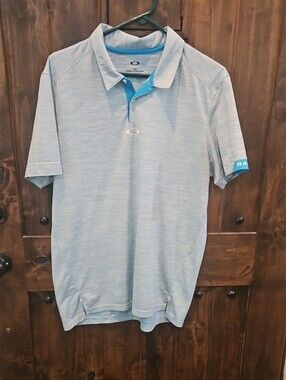 Oakley Golf Polo Men's Quick Dry Heathered Sky Blue (Size L)